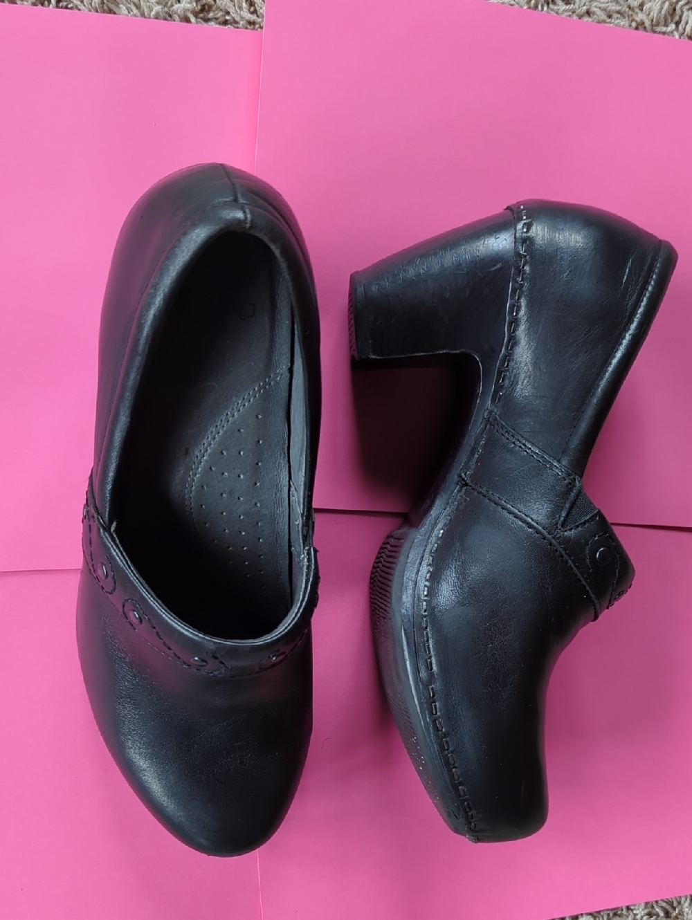 ❤️⚡👠Black Women's Dansko Professional Leather Clog Heels Size 40👠⚡❤️